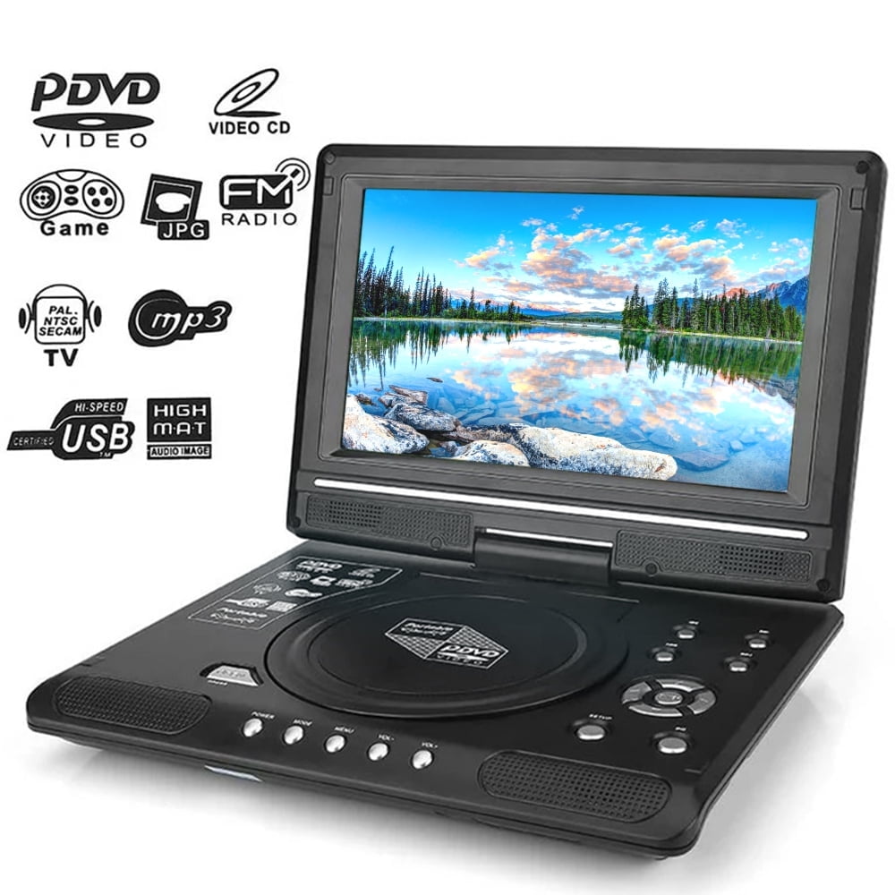 Portable Dvd Player Tv Dvd Player With 9 8 Swivel Screen And Rechargeable Lithium Battery Fm Radio Receiver Support Memory Card Reading Games Sd