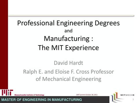 Ppt Professional Engineering Degrees And Manufacturing The Mit