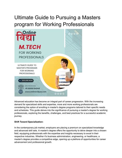 Ppt Ultimate Guide To Pursuing A Master S Degree For Working