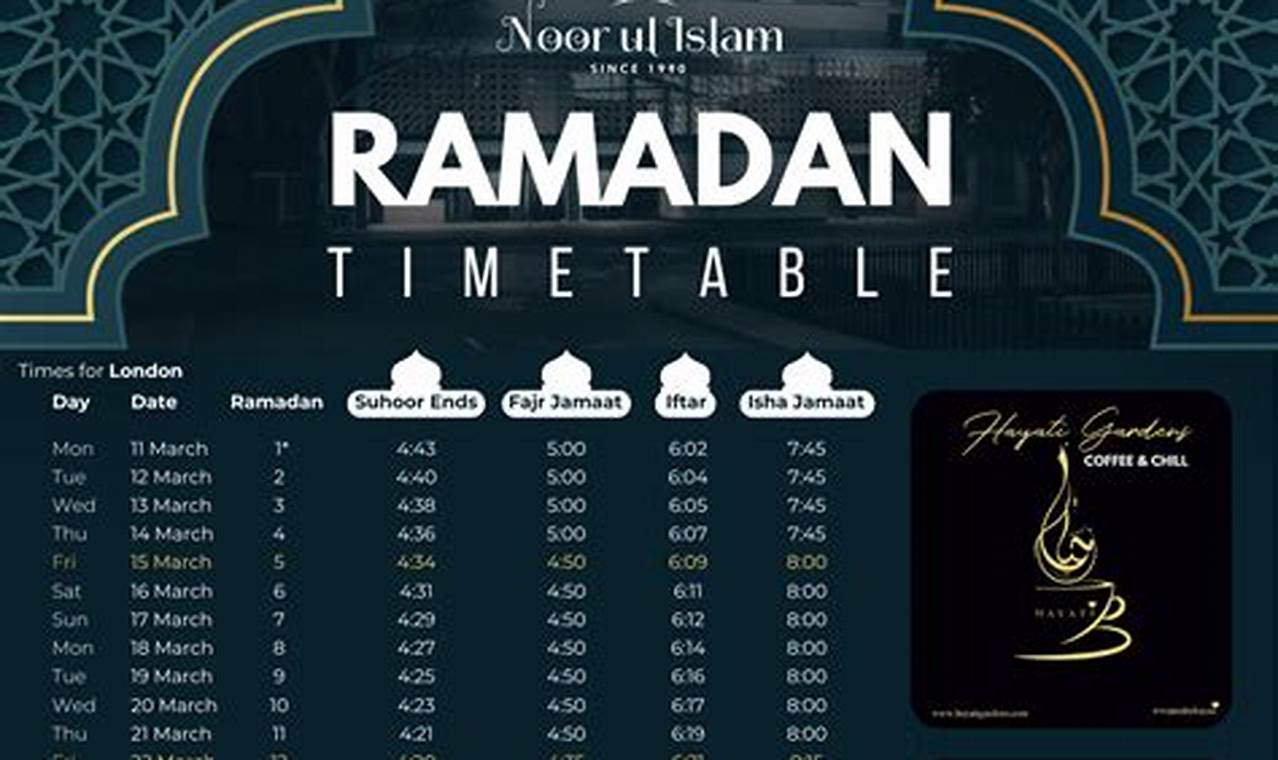 Ramadan Timetable 2025 Dalia Yalanuna