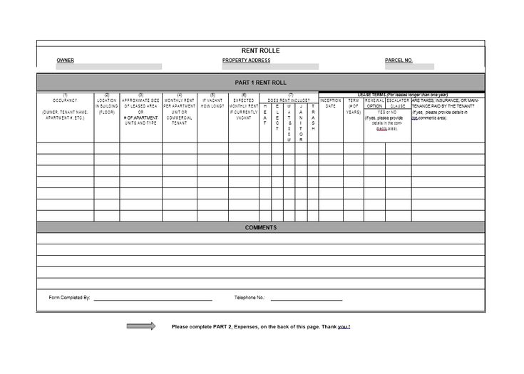 Rent Roll Templates Word Excel Fomats