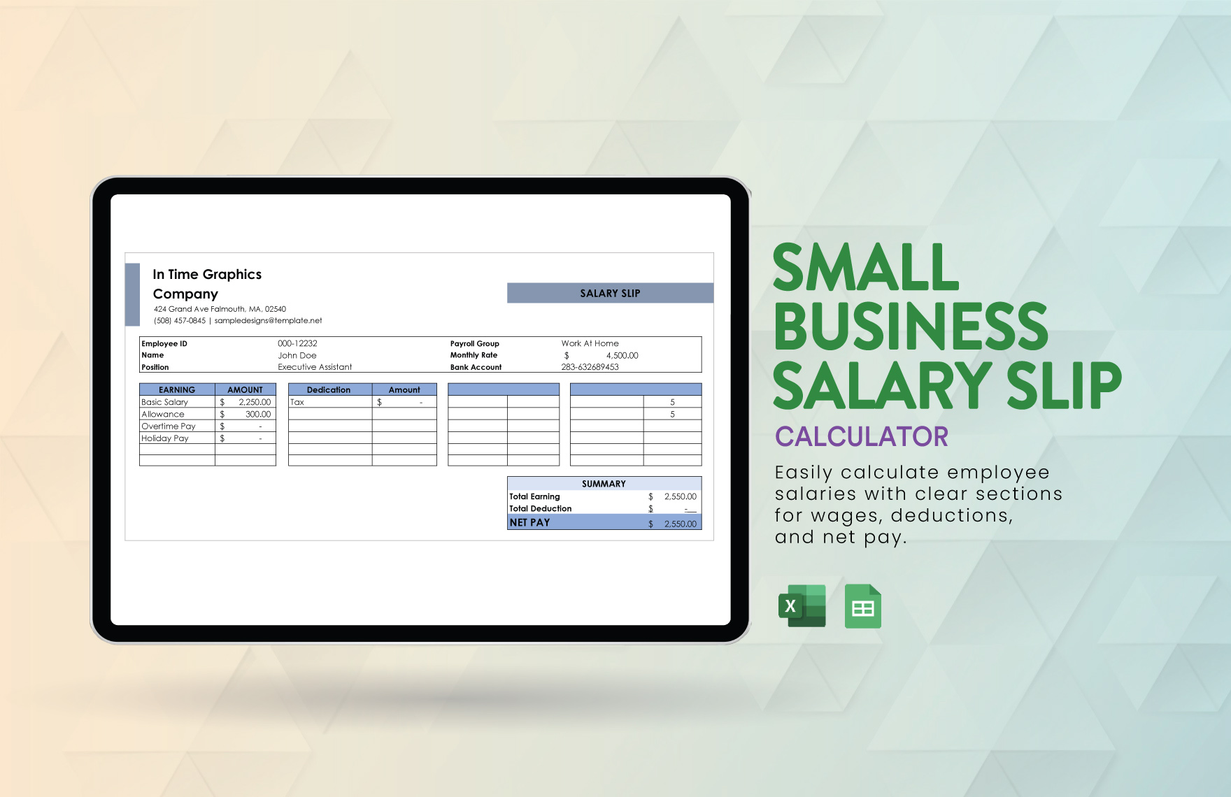 Salary Structure Calculator Template In Excel Google Sheets Download