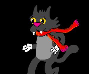 Scratchy Cat With Red Scarf Drawception