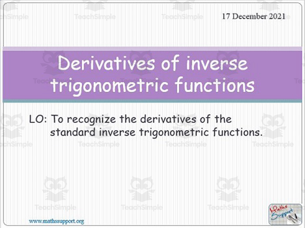 Solution Derivative Of Inverse Trigonometric Functions With Detailed