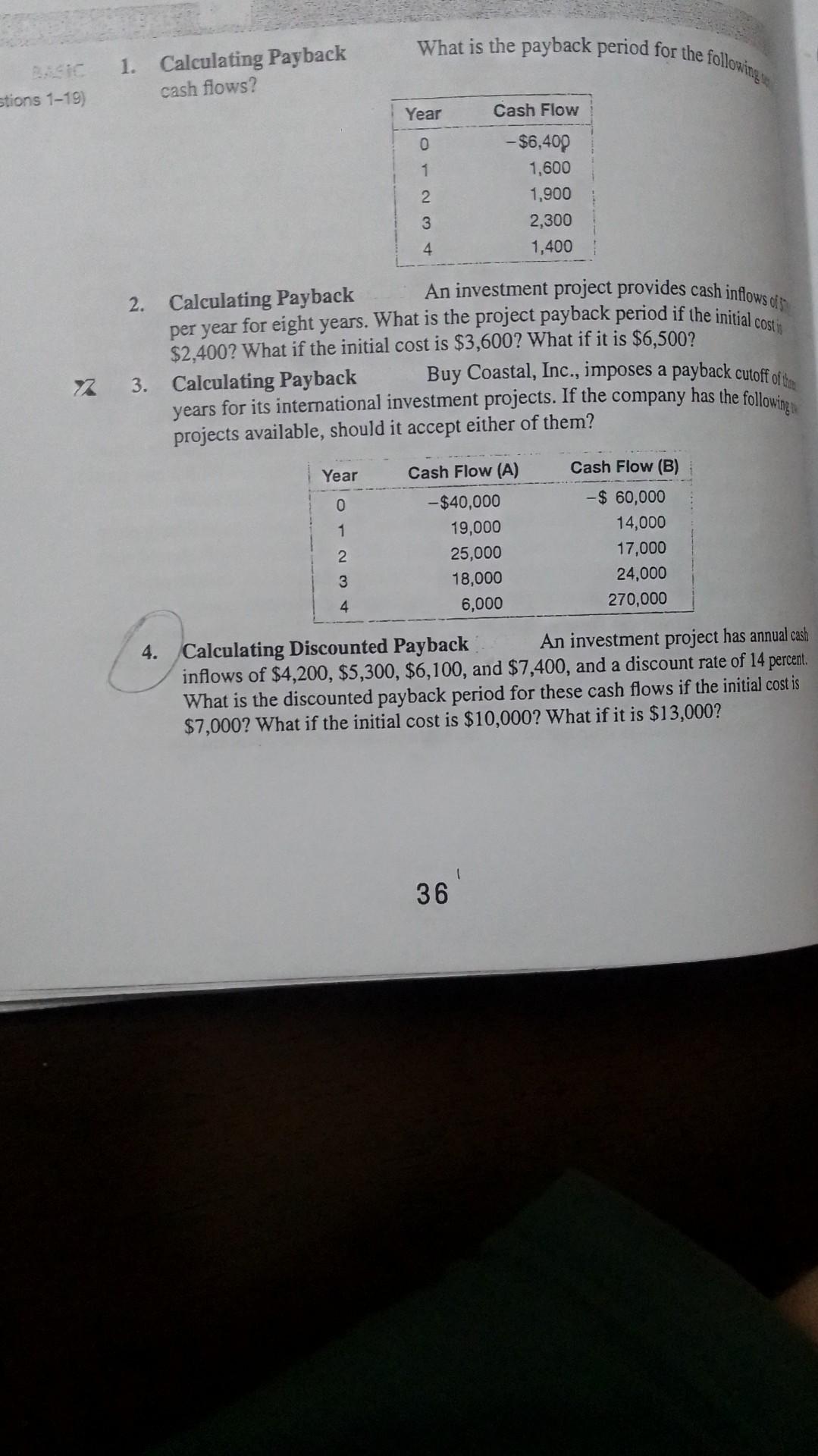 Solved 1 Calculating Payback Lo2 What Is The Payback Chegg Com