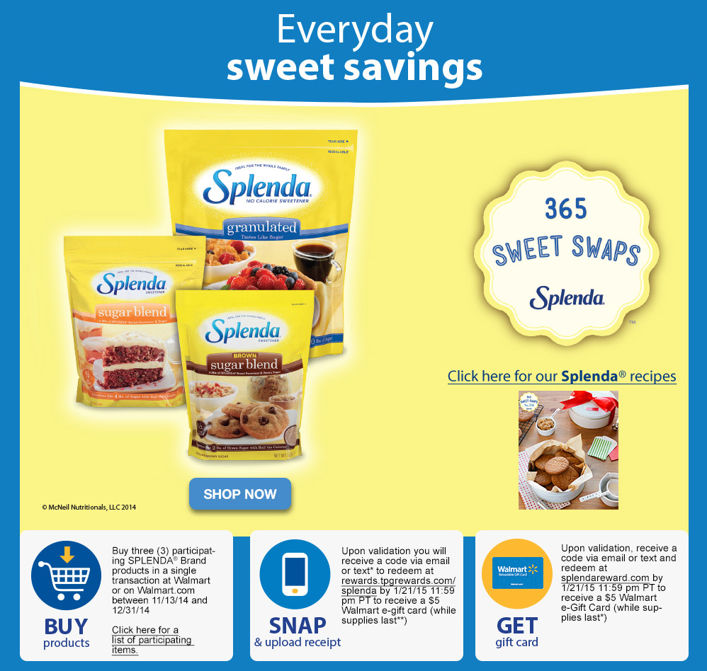 Splenda 5 Walmart E Gift Card Tpg Rewards