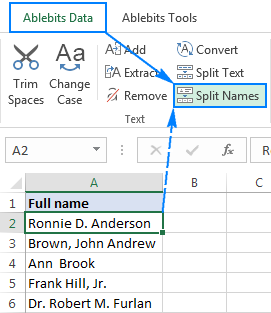 Split Names In Excel Separate First And Last Name Into Different Columns Ablebits Com