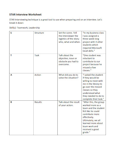 Star Format Interview 6 Examples Format How To Use Pdf