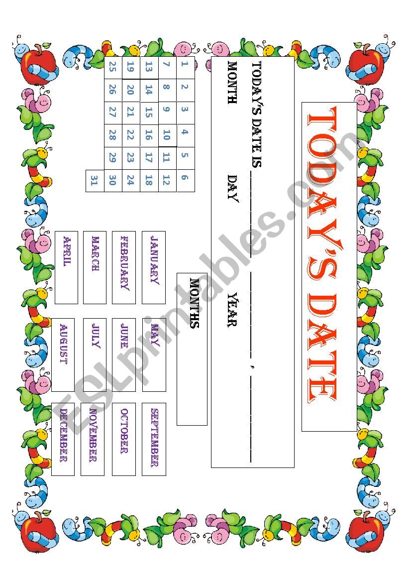 Today S Date Esl Worksheet By Nuray Korganci