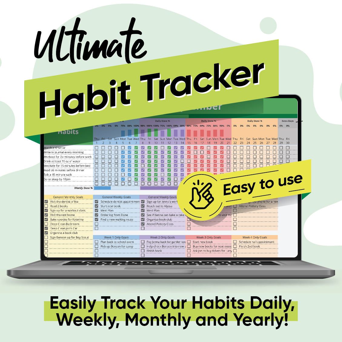 Ultimate Habit Tracker Spreadsheet 2023 Excel Google Sheets Emily Excels Habit Tracker