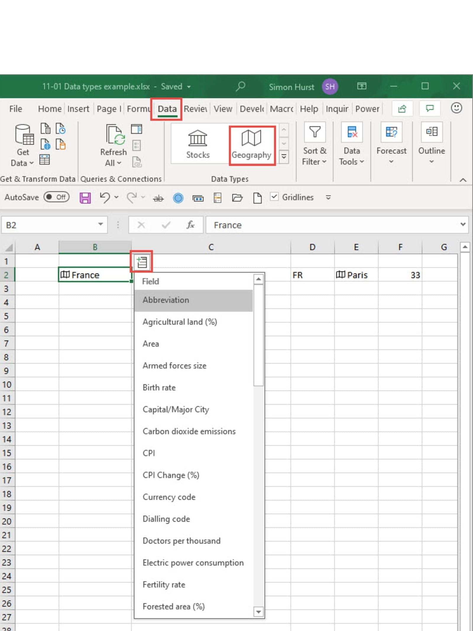 Using Data Types In Excel For Management Accounts Icaew