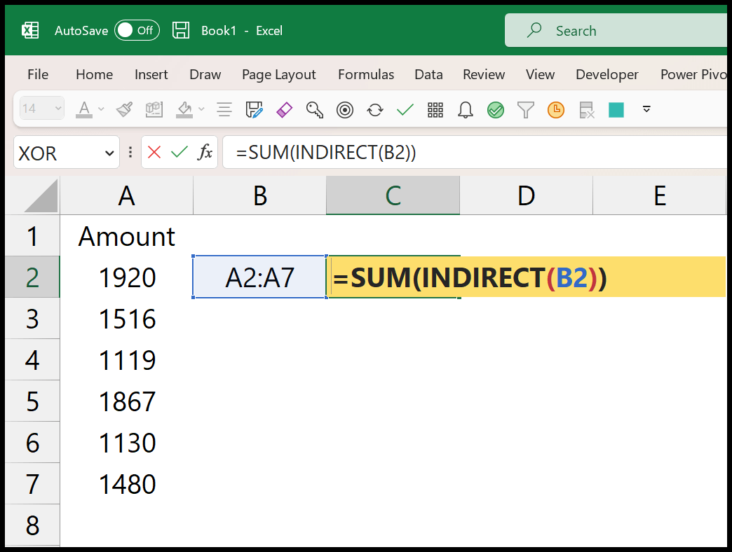 Using Indirect With Sum Excel Formula